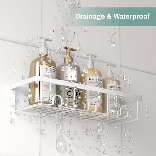 Oasiteege White Shower Caddy 2-Pack Adhesive Organizer