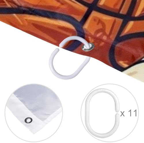 VAPOKF Basketball Shower Curtain Set with 12 Hooks 60x72 Inches