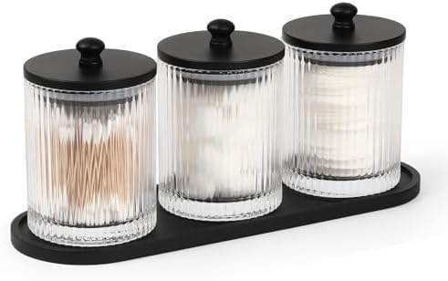 3 Pack Qtip Holder - Elegant Glass Bathroom Storage Set