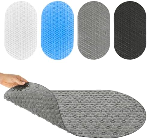 Vive Oval Bathtub Mat - Non-Slip Secure Durable Easy to Clean Gray