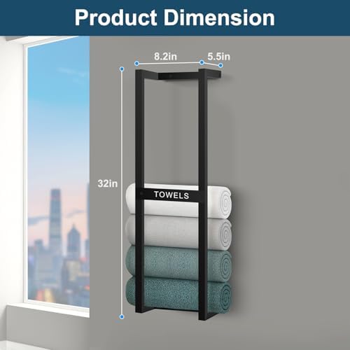 32 Inch Wall Mounted Towel Rack for Small Bathrooms