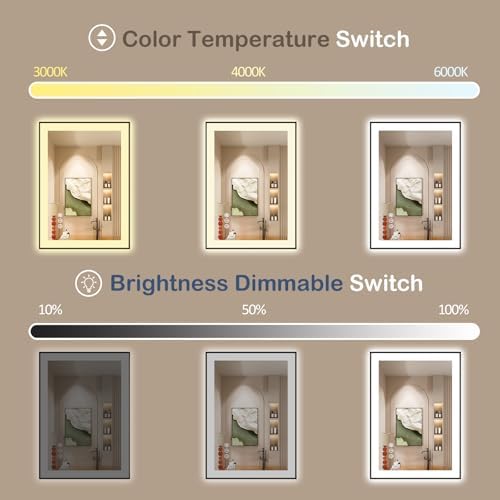 40x32 Inch LED Bathroom Mirror with Black Frame