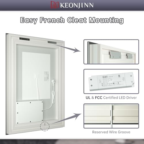 Keonjinn 60 x 36 LED Bathroom Mirror with Frontlit and Backlit