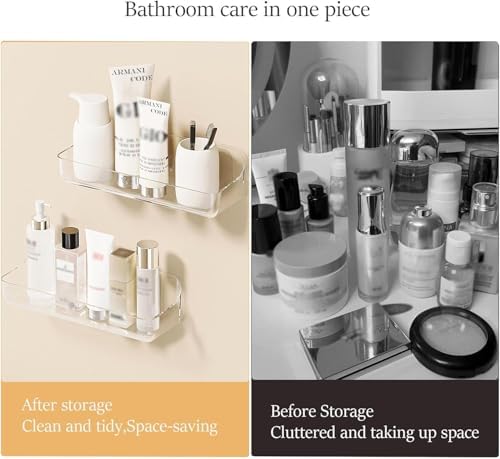 Jokvaex 2 Pack Shower Caddy Shelf with Clear Plastic Storage