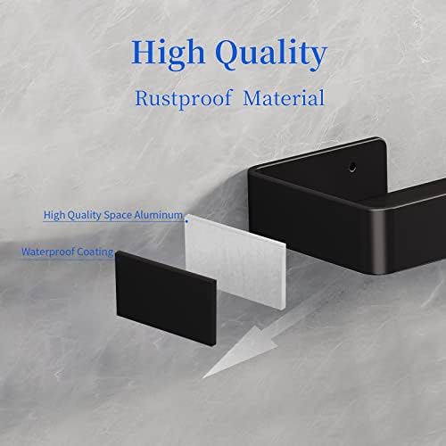 Dancrul Shower Caddy Floating Shelf - 12 Inch Black Aluminum Wall Organizer