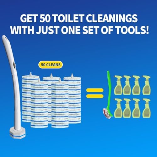Hohoky Disposable Toilet Brush with 50 Refills and Wall Mount Holder