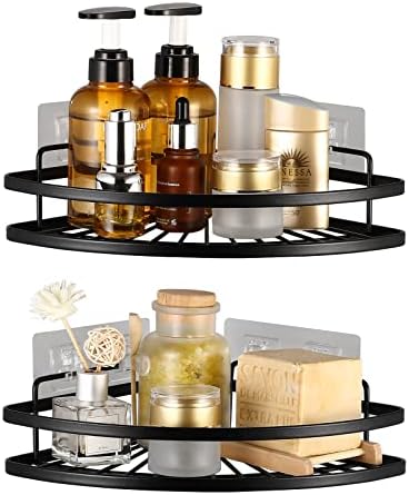 KES Matte Black Shower Caddy 2 Pack with Snap-Lock Hooks