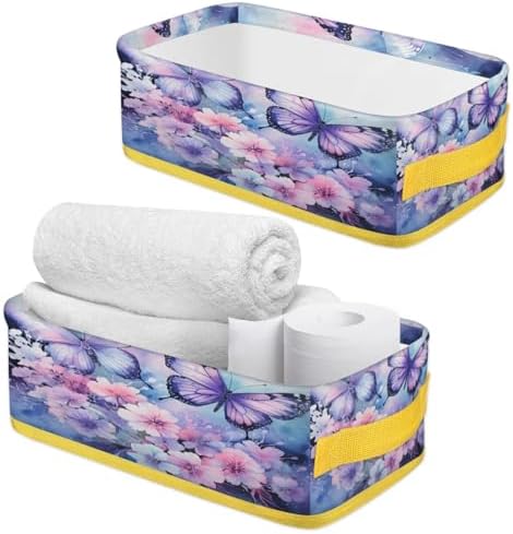 Butterfly Flower Toilet Paper Storage Basket with Handles
