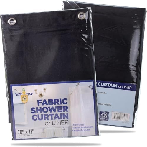 Broder MFG Fabric Shower Curtain Liner - Solid Black 70x72 1