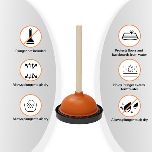 Dealsgogo 2pcs Plunger Tray Black - Plunger Mat Holder for Toilet