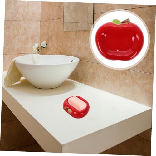 STOBAZA Apple Ceramic Soap Holder with Drainage