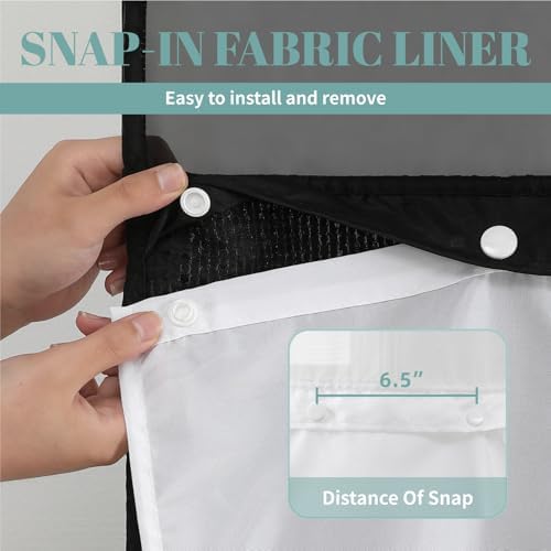 Black Waffle Wave Shower Curtain Liner Set
