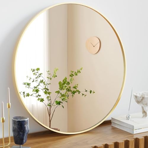 20 Inch Round Mirror with Gold Aluminum Frame