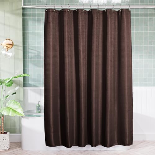 AmazerBath Brown Waffle Shower Curtain 72x72 Inches Heavy Duty 240GSM