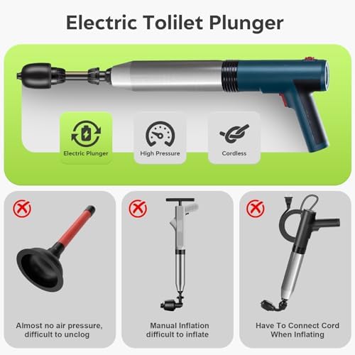 Powerful Electric Toilet Plunger - 5 Bar High Pressure