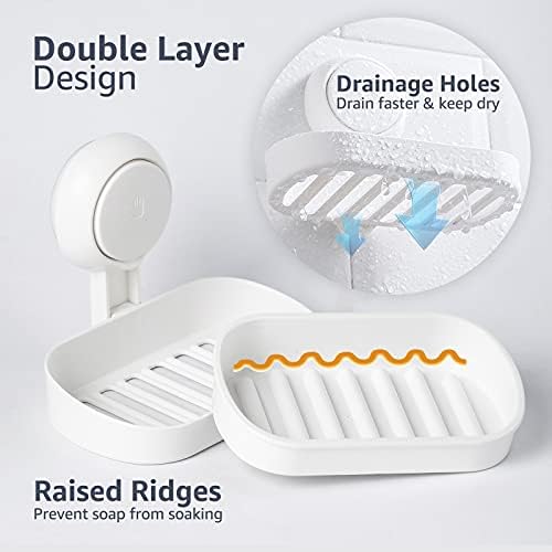 LEVERLOC Suction Cup Soap Dish Holder for Shower Wall