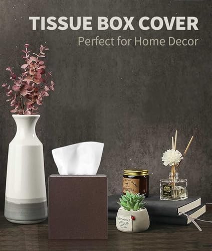Livelab Metal Tissue Box Cover - Brown Pebble Grain