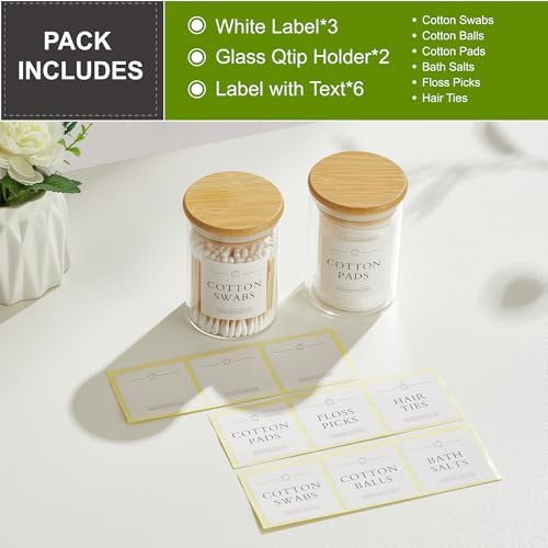 INIUNIK 2 Pack Qtip Holder Dispenser with Bamboo Lids