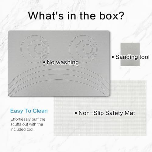 Stone Bath Mat - Non Slip Quick Drying Easy to Clean 236x154 Inch