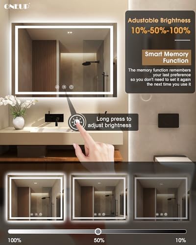 Oneup 55x36 Inch RGB LED Bathroom Mirror with Lights 1