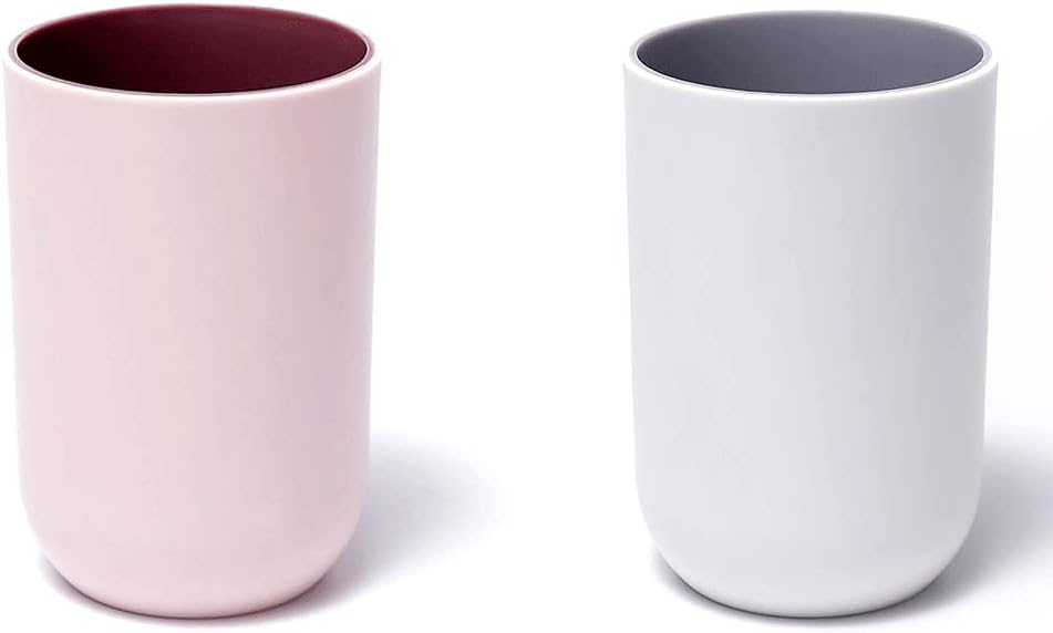 Unbreakable Reusable Cups Set of 2 Light Pink Gray