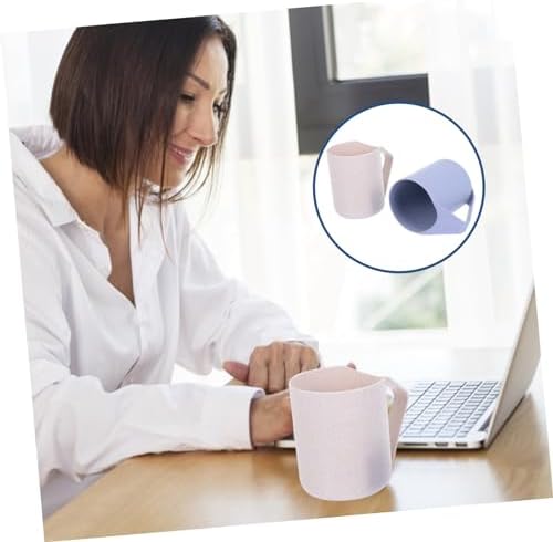 MERRYHAPY 2pcs Wheat Straw Mouthwash Cups for Bathroom and Travel
