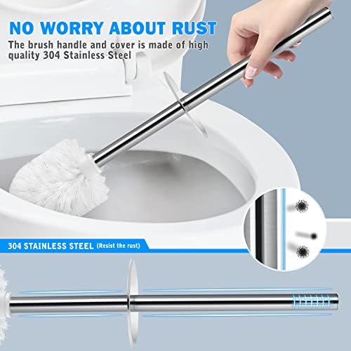 Wsedor Toilet Brush and Holder 2 Pack with Stainless Steel Handle