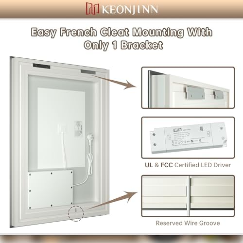 Keonjinn 55x30 LED Mirror with Frontlit and Backlit