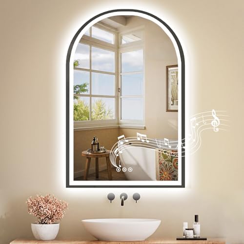 Habison 24x36 Inch LED Vanity Mirror with Bluetooth Speaker and Anti-Fog