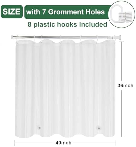 UFRIDAY Frosted Privacy Shower Curtain Liner 40x36 Inch