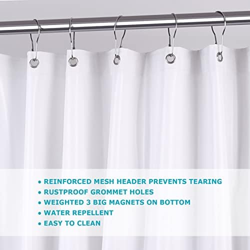 White 10G Heavy Duty Vinyl Shower Curtain Liner 36x72 Inches