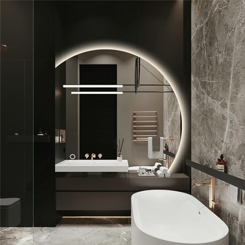 Niccy 43 Inch Half Moon LED Mirror for Bathroom