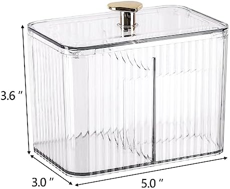 Tbestmax Qtip Holder Dispenser 3-Section Clear Bathroom Organizer Jar 1