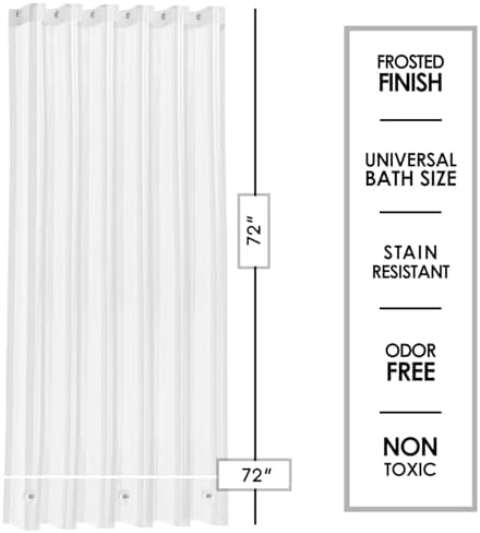 Clara Clark Frosted Shower Curtain Liner with Magnets