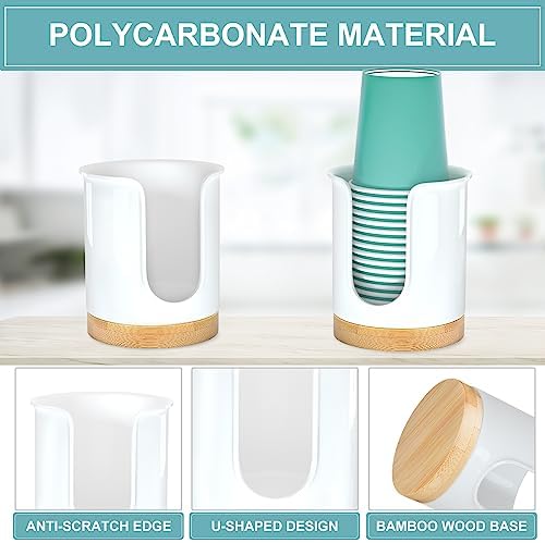 BYAWAY 2 Pack Bathroom Cup Dispenser with Bamboo Base