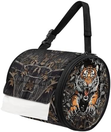 Tiger Camo Paper Towel Storage Bag for Hiking Camping Bathroom