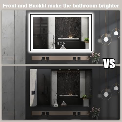 EchosLife 60x36 LED Mirror with Black Aluminum Frame