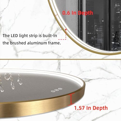 Oerbasz 32 Inch Gold Framed LED Bathroom Mirror 1