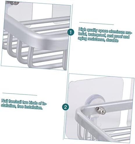 BRIGHTFUFU No Punching Soap Dish Holder Wall Mounted Silver 1