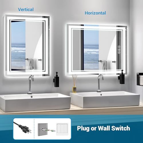 Silumin 32x24 LED Wall Mirror with Defog and Dimmable Light