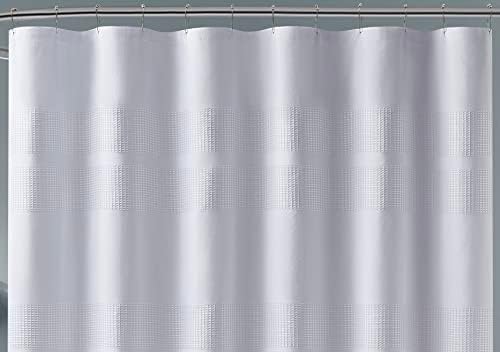 LinenZone Waffle Shower Curtain 70x72 White Stripes