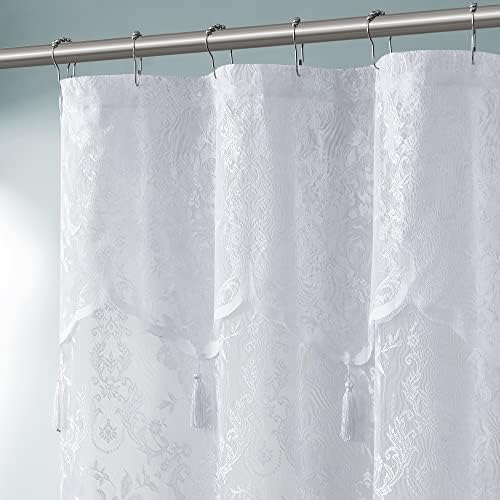 Warm Home Designs White Stall Shower Curtain 36x72 with Valance Tassels