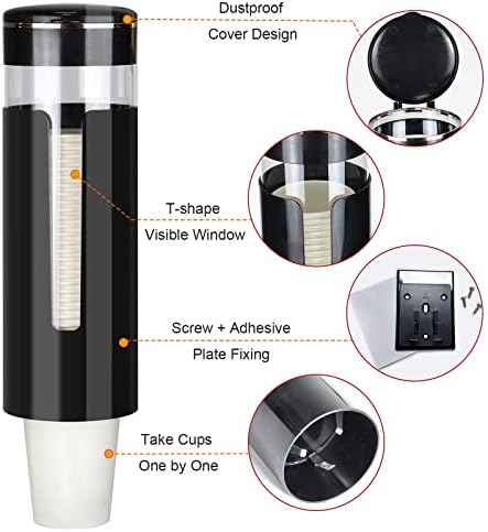 KIMCHOMERSE Wall Mount Cup Dispenser - Black