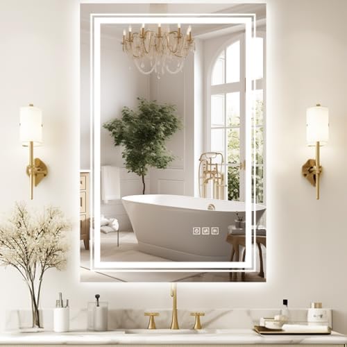 TOTOUS 24x32 LED Mirror with Front and Backlit Light
