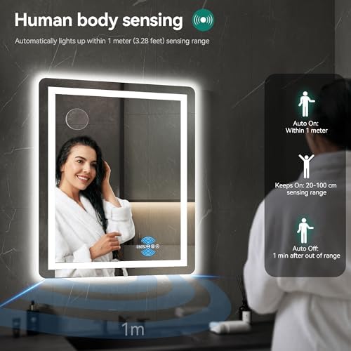 YITAHOME LED Bathroom Mirror with Anti-Fog and 10X Magnifying Glass