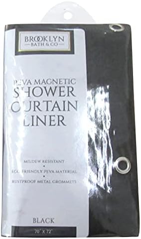 Home Expressions PEVA Magnetic Shower Curtain Liner 70x72 Black 1