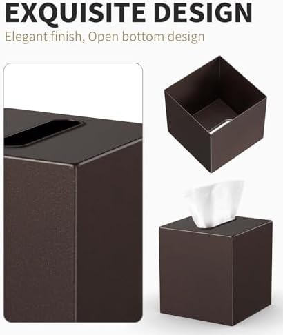 Livelab Metal Tissue Box Cover - Brown Pebble Grain