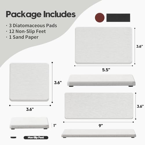 3PCS Bathroom Sink Vanity Trays with Quick Drying Stone