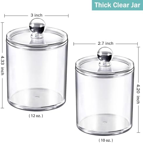 SheeChung 6 Pack Qtip Dispenser Clear Acrylic Jars