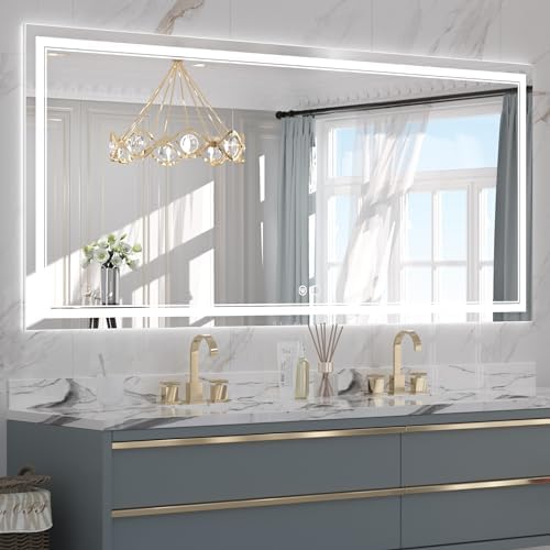 Keonjinn 72 x 32 Inch LED Wall Mirror with Lights